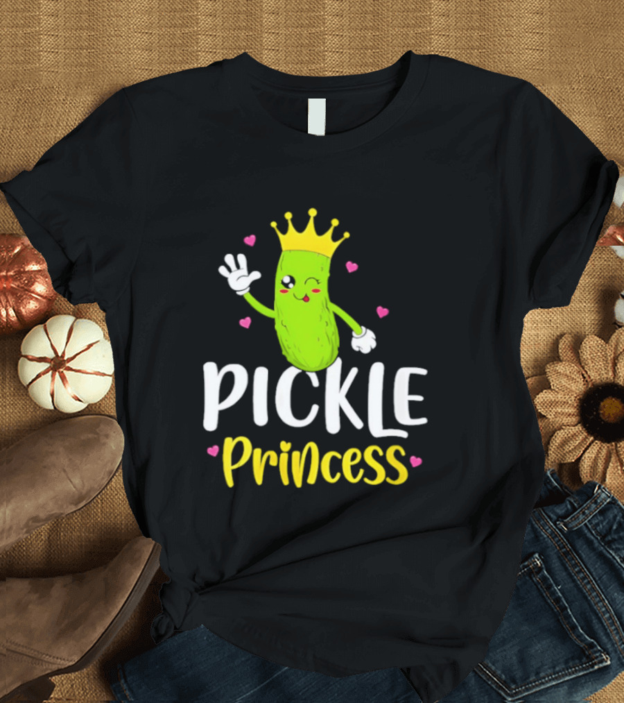 Pickle Princess Crown Cute Fun Cartoon T-Shirt