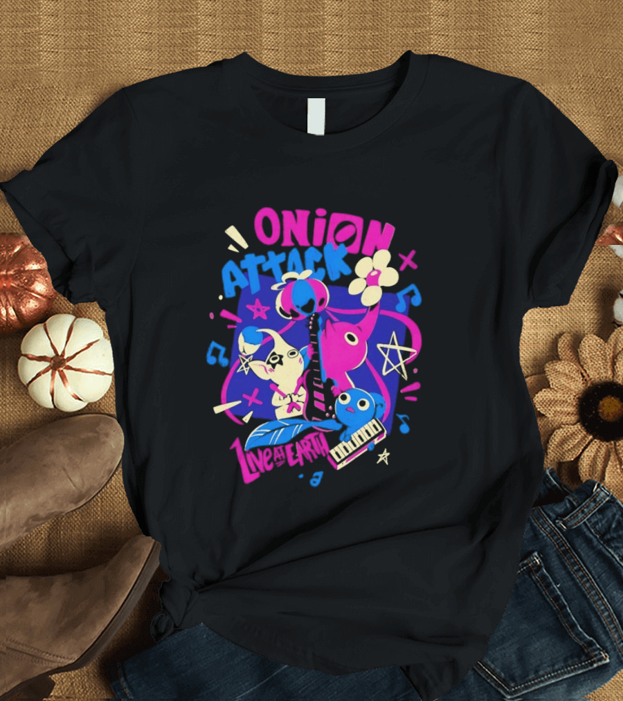 Onion Attack Live At Earth Pikmin Music Themed Concept T-Shirt