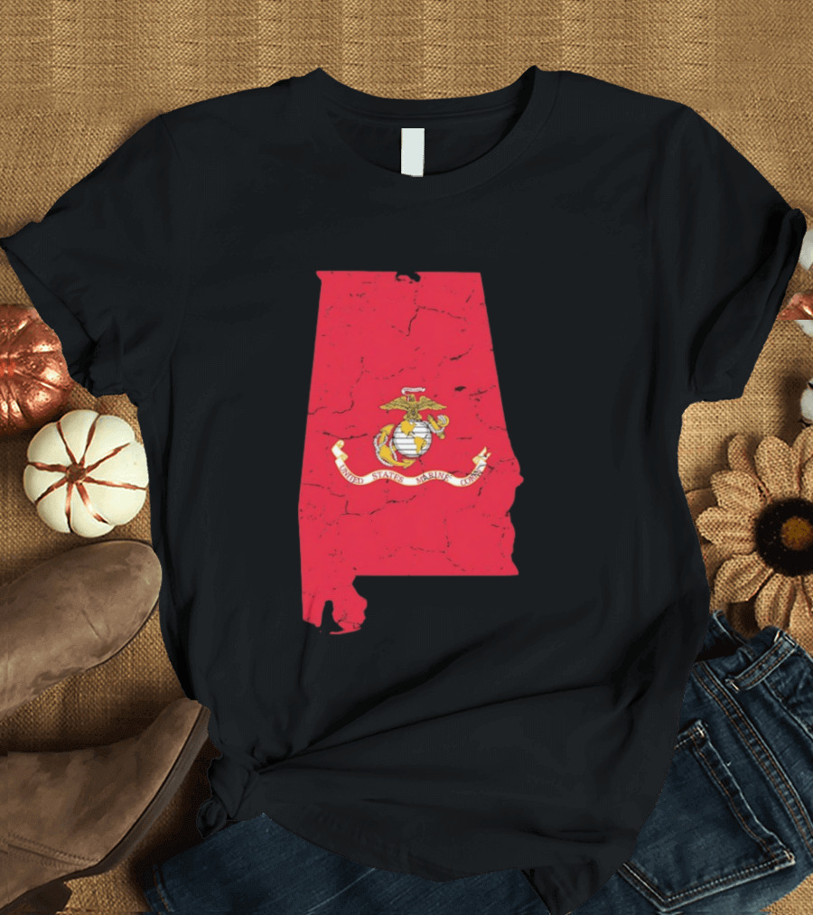 United States Marine Corps Alabama Emblem Map T-Shirt