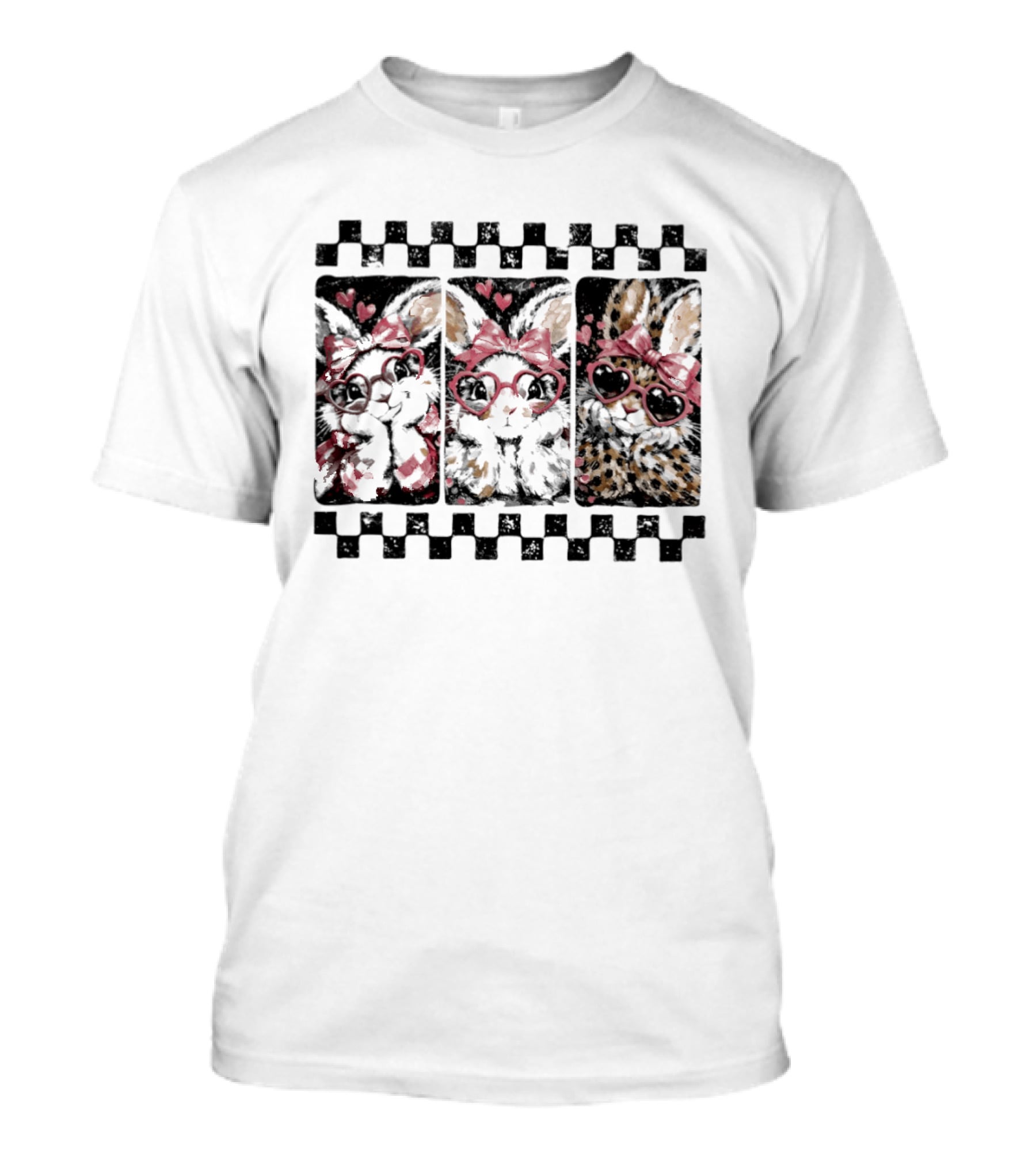 Bunny Coquette Love Heart Glasses Happy Easter Day 2026 T-Shirt