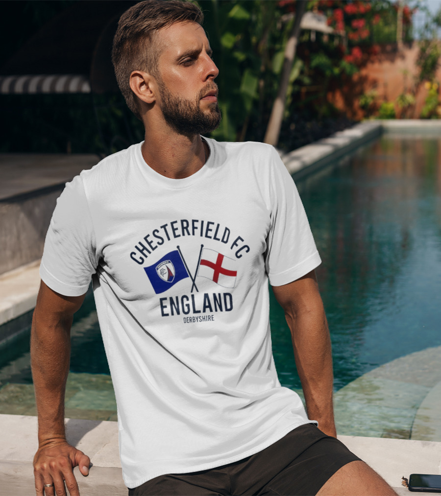 Chesterfield FC England Derbyshire Crossed Flags T-Shirt