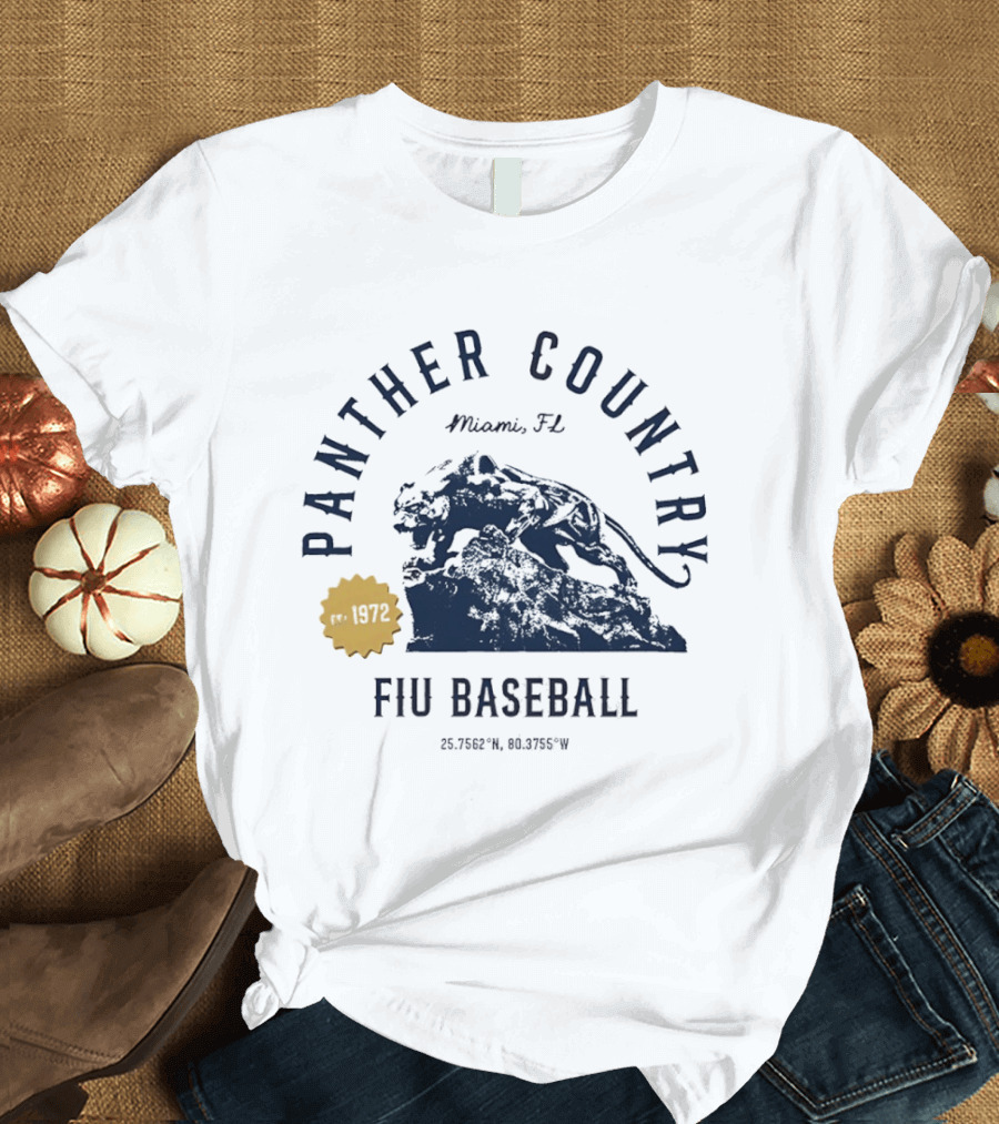 Panther Country FIU Baseball Miami FL 1972 Coordinates T-Shirt