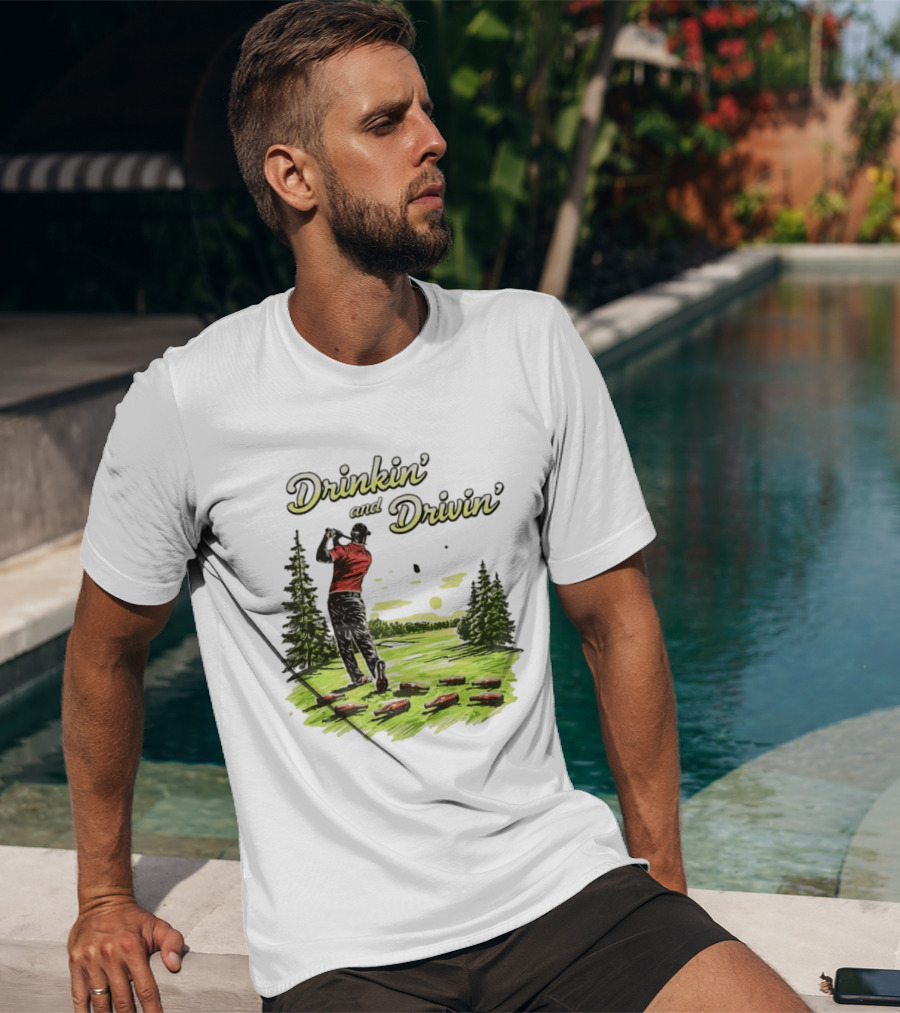 Drinkin' And Drivin' Golfer With Bottles On Golf Course T-Shirt