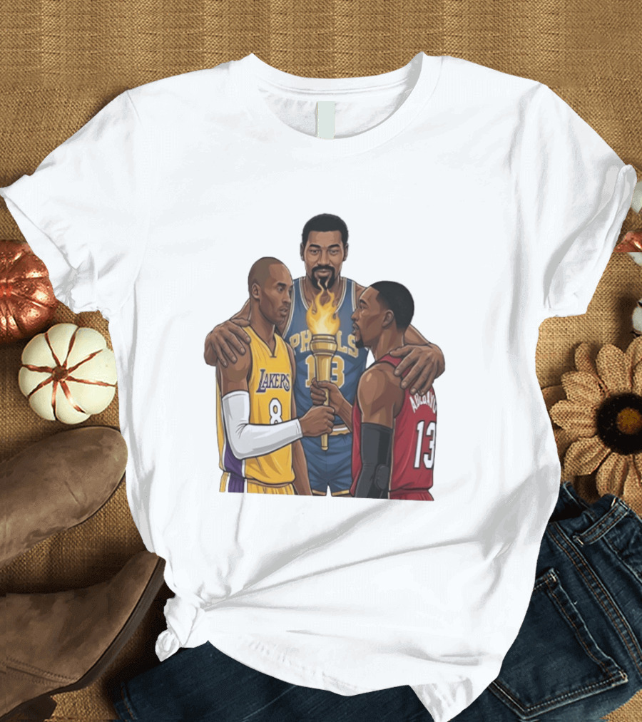 Wilt Chamberlain Kobe Bryant Lakers Bam Adebayo Miami Heat Passing The Torch T-Shirt