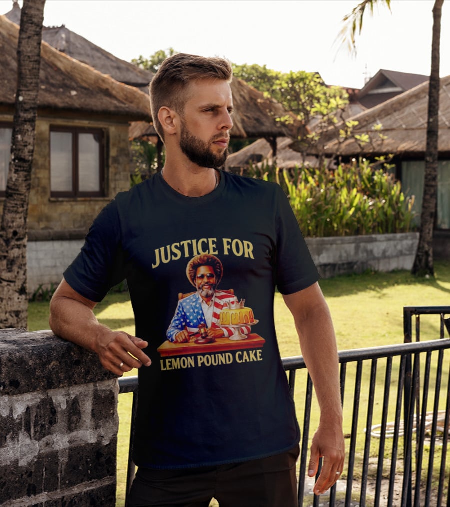 Justice For Lemon Pound Cake Meme Retro Style Judge With Gavel And Patriotic Suit T-Shirt