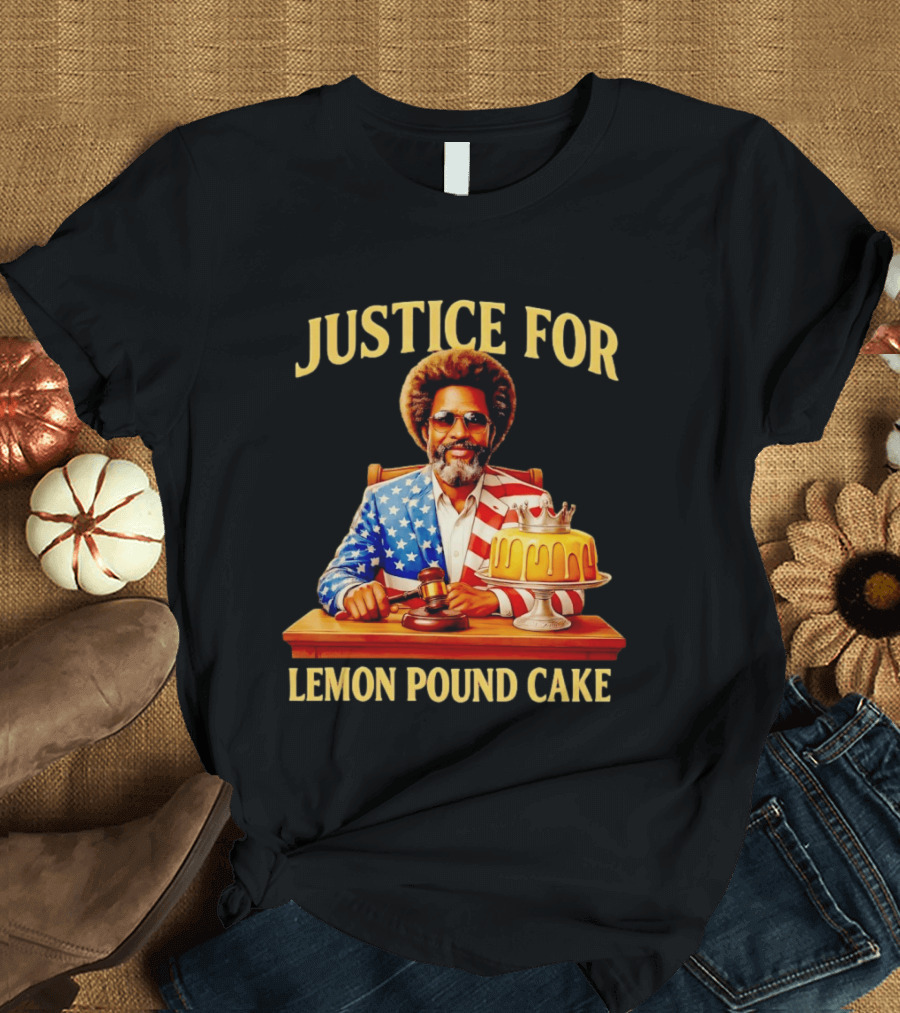 Justice For Lemon Pound Cake Meme Retro Style Judge With Gavel And Patriotic Suit T-Shirt
