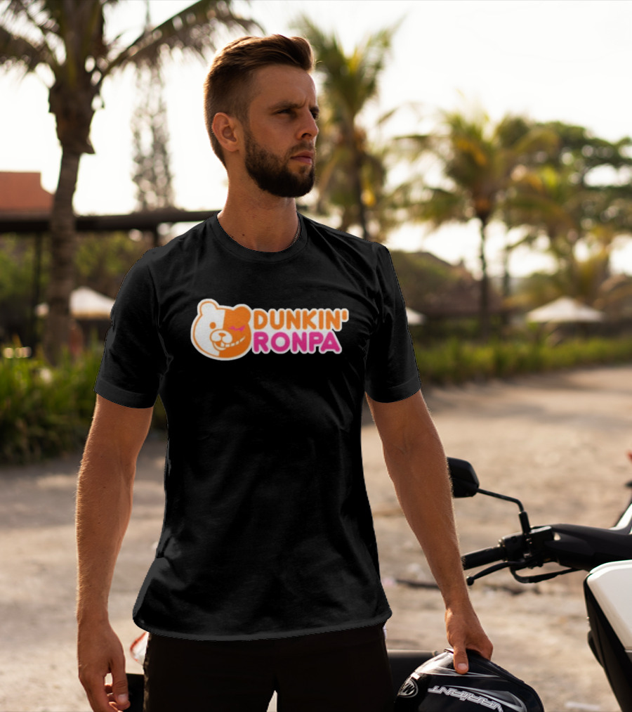 Dunkin' Ronpa Bear Face Graphic Brian Beacock T-Shirt
