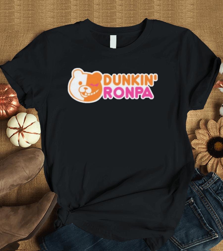 Dunkin' Ronpa Bear Face Graphic Brian Beacock T-Shirt