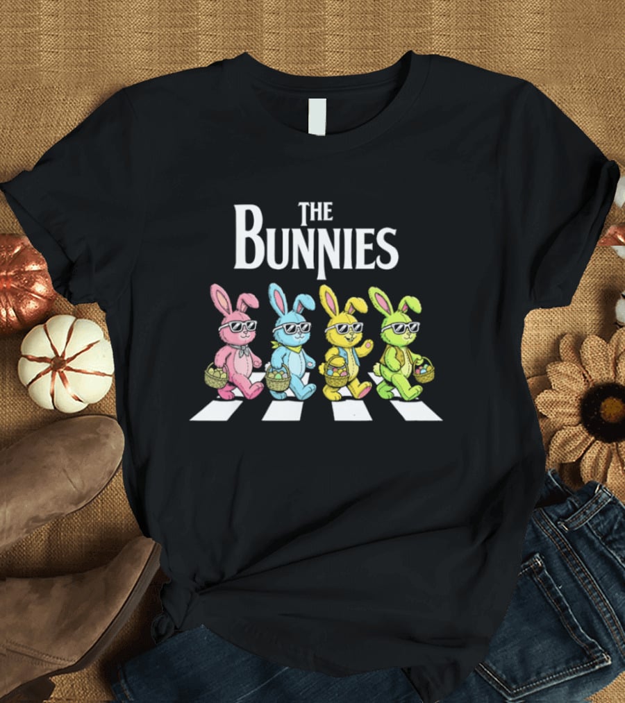The Bunnies Walking Across Abbey Road In Colorful Sunglasses T-Shirt