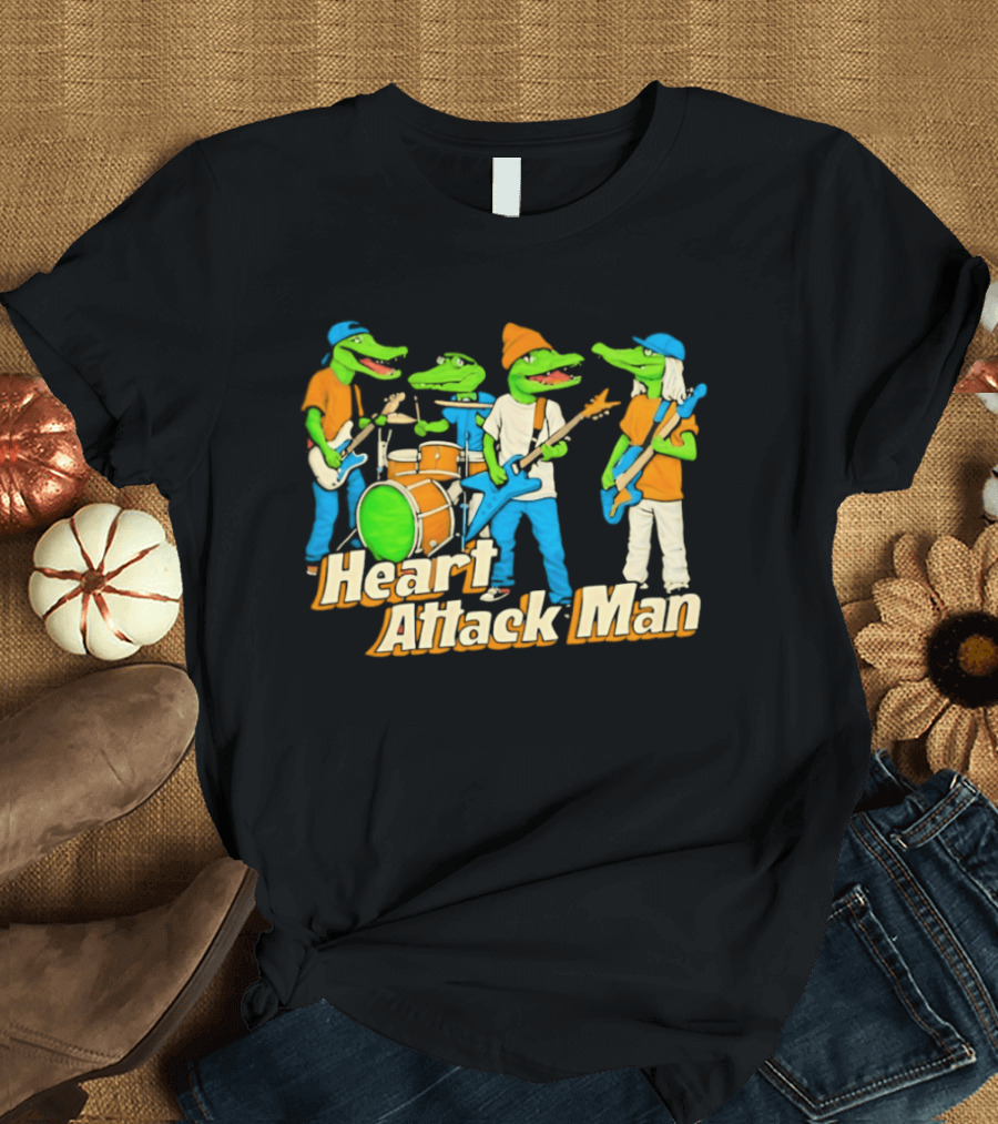 Heart Attack Man Gator Band Playing Music T-Shirt