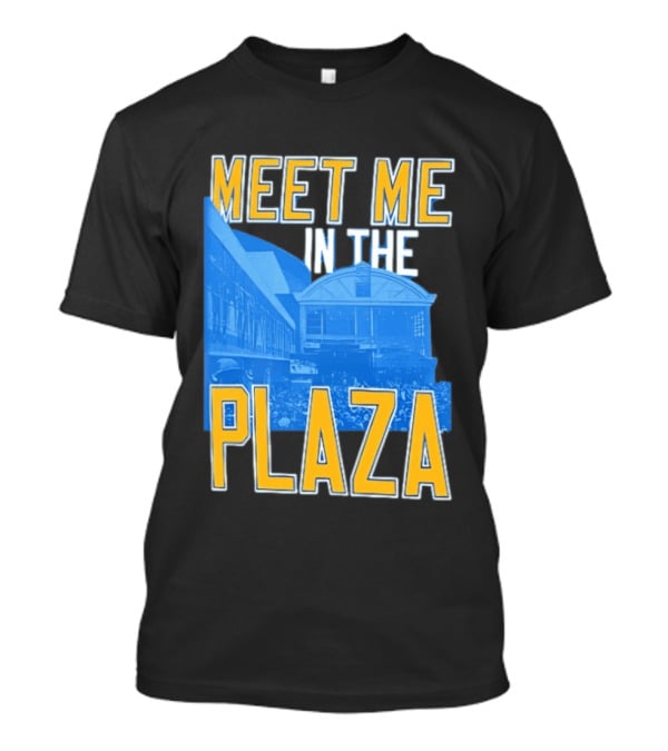 Meet Me In The Plaza Urban Architecture Blue And Yellow T-Shirt
