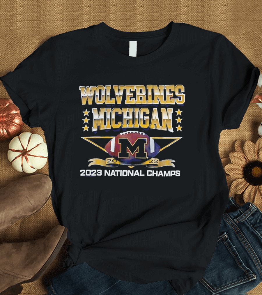 Michigan Wolverines 2023 National Champs Football M T-Shirt