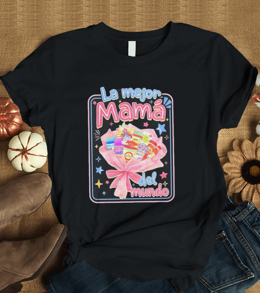La Mejor Mamá del Mundo Bouquet de Productos Coloridos y Estrellas T-Shirt
