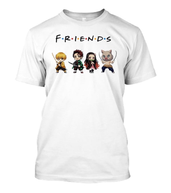 Demon Slayer Chibi Friends Characters Anime Series Characters T-Shirt