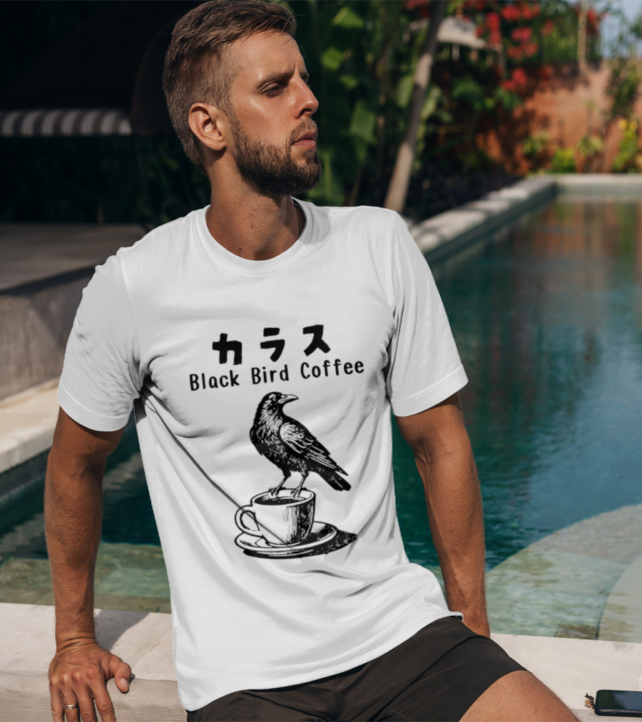 Black Bird Coffee Raven Blackbird Coffee Break Meme T-Shirt