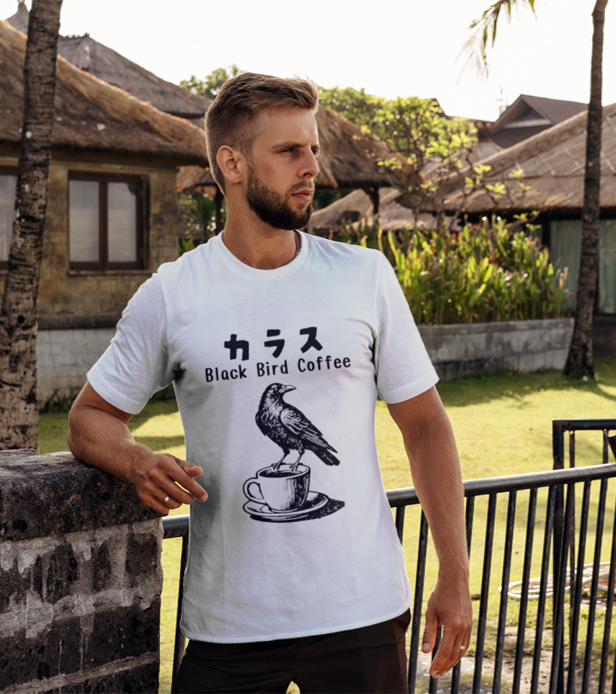 Black Bird Coffee Raven Blackbird Coffee Break Meme T-Shirt