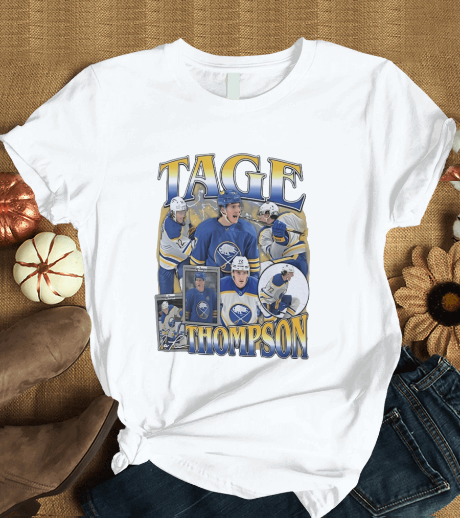 Tage Thompson 72 Buffalo Sabres Ice Hockey Player Action Collage T-Shirt