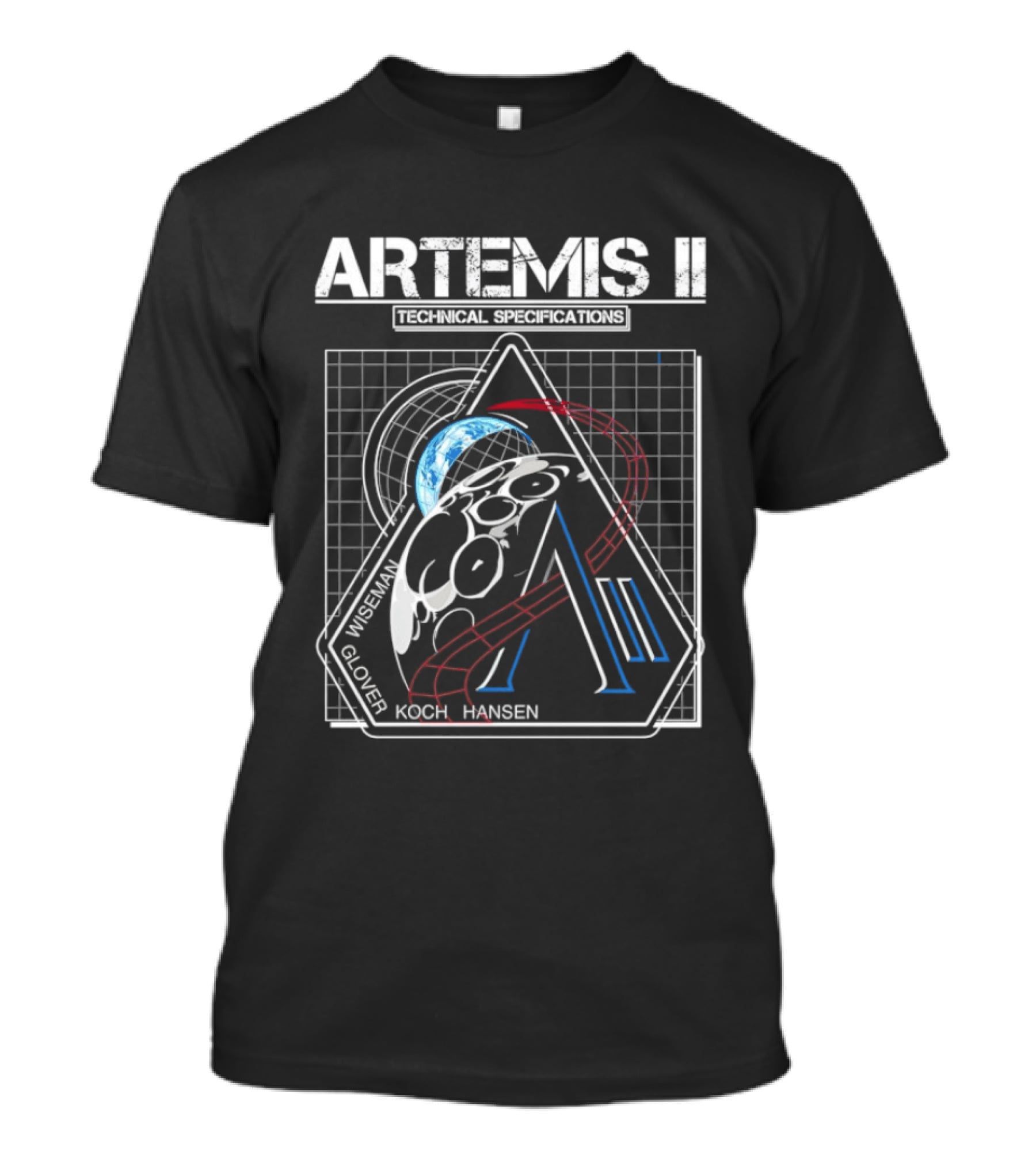 Artemis II NASA Mission Patch Wiseman Glover Koch Hansen T-Shirt