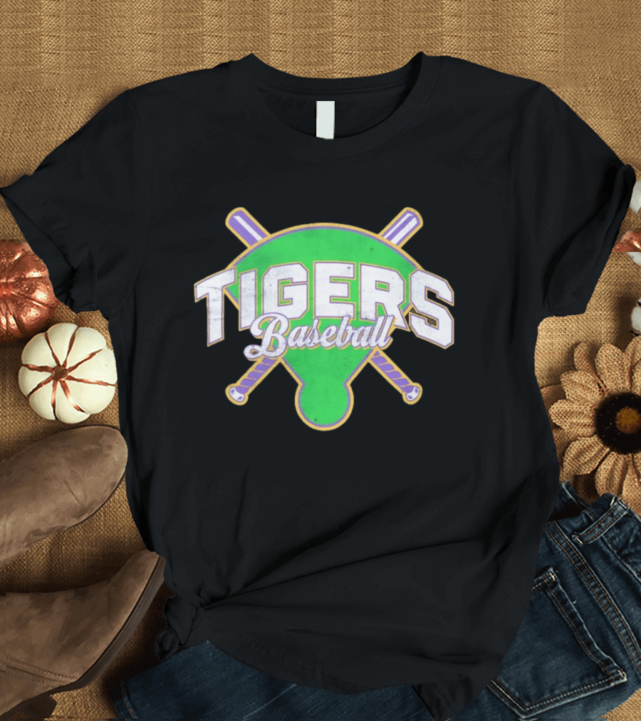 Tigers Baseball LSU Field Crossed Bats T-Shirt