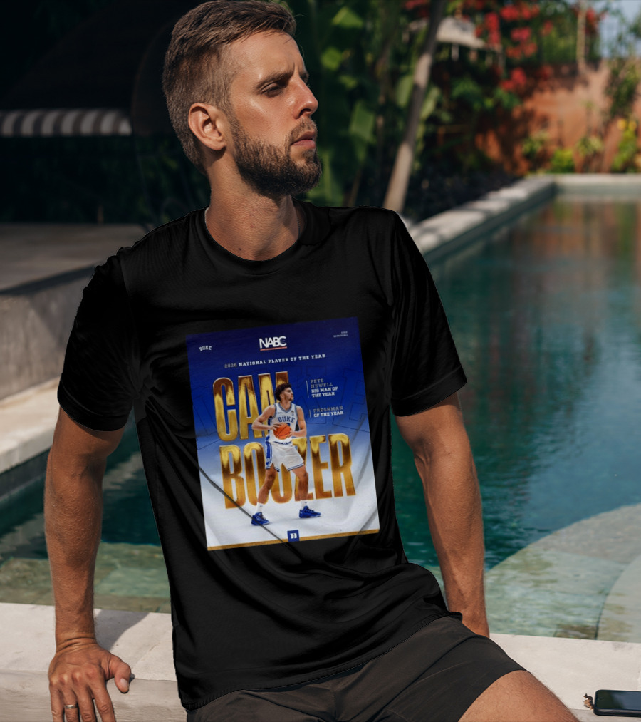 Duke Basketball Cameron Boozer 2026 National Player Pete Newell Big Man Freshman Of The Year T-Shirt
