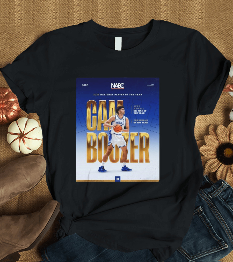Duke Basketball Cameron Boozer 2026 National Player Pete Newell Big Man Freshman Of The Year T-Shirt