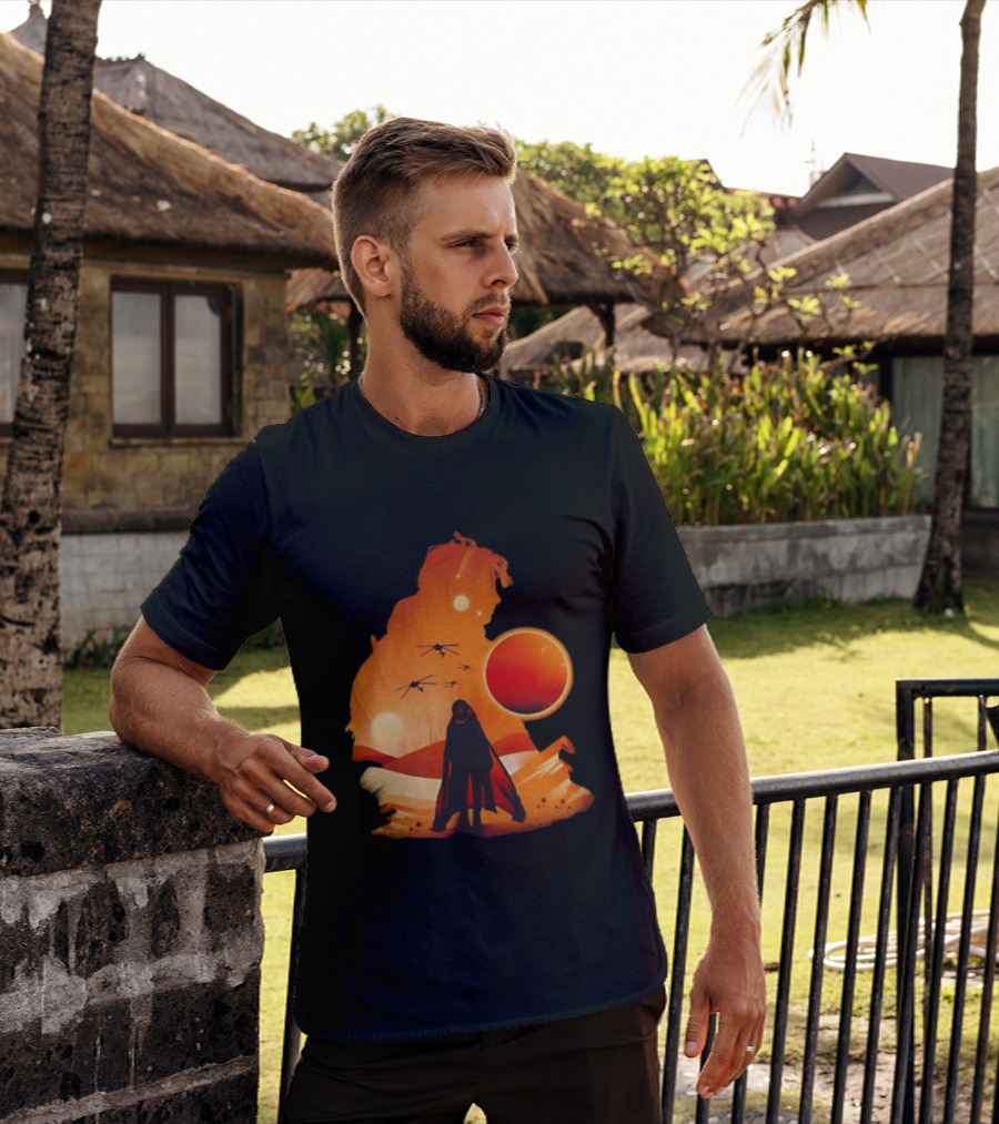 Dune The Final Sand Battle Epic Desert Scene With Hero And Sun T-Shirt
