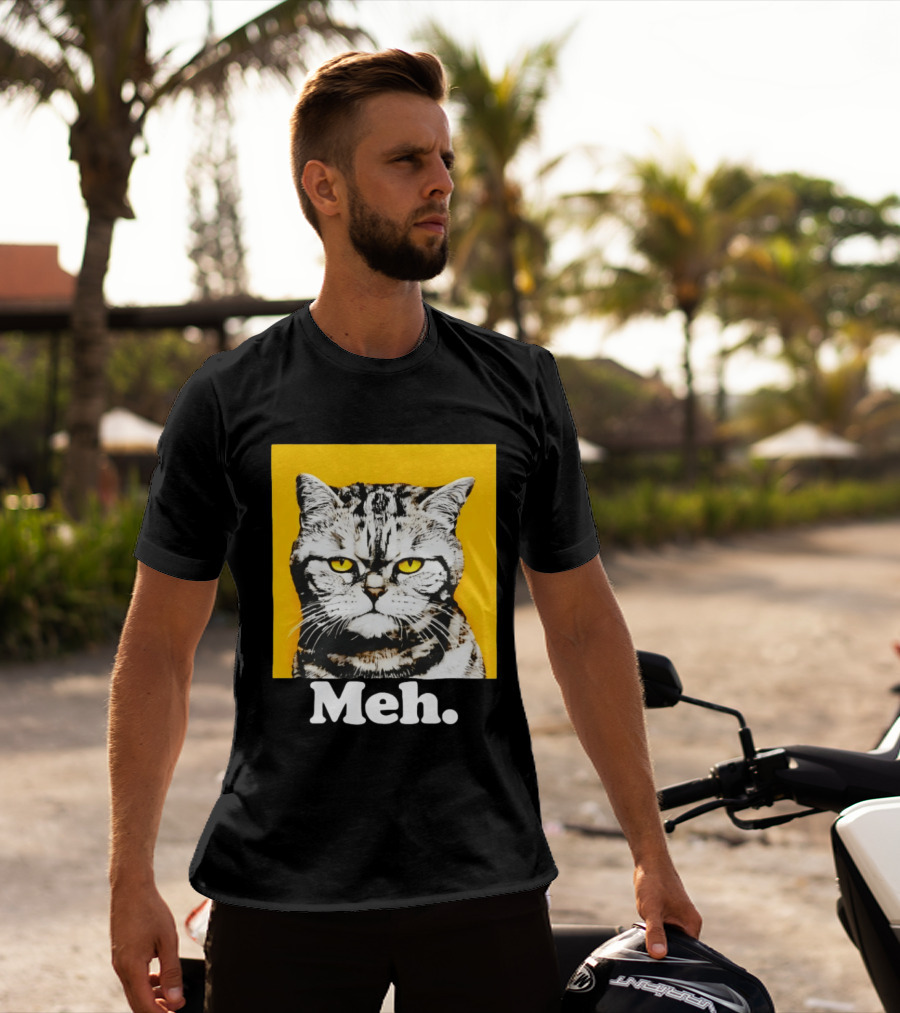 Meh Angry Cat With Yellow Eyes T-Shirt