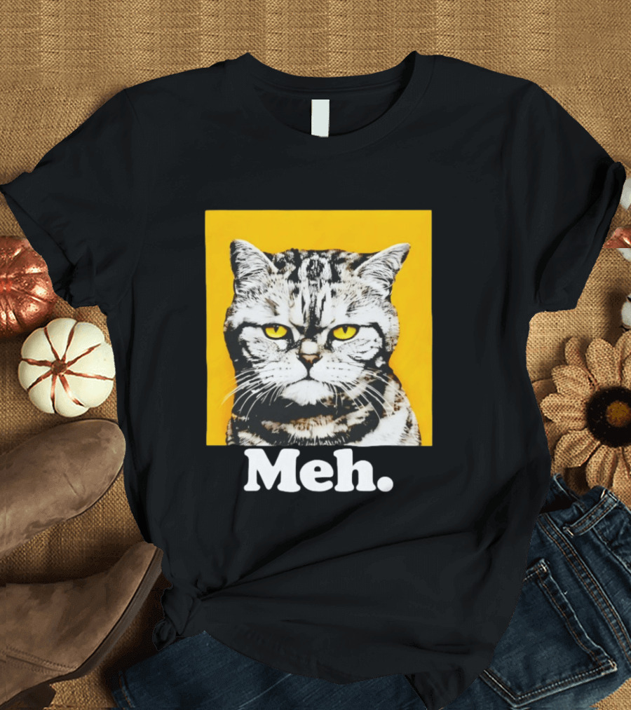 Meh Angry Cat With Yellow Eyes T-Shirt