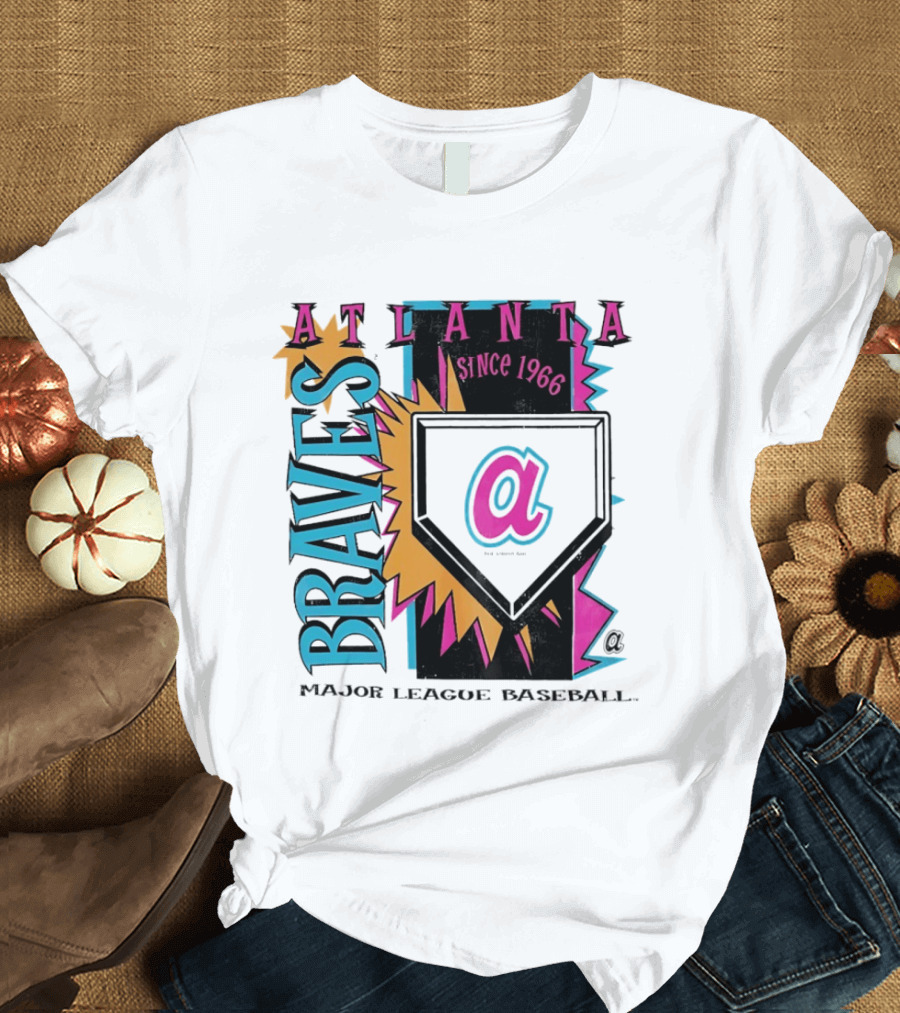 Atlanta Braves Major League Baseball Cooperstown Neon Field Since 1966 T-Shirt