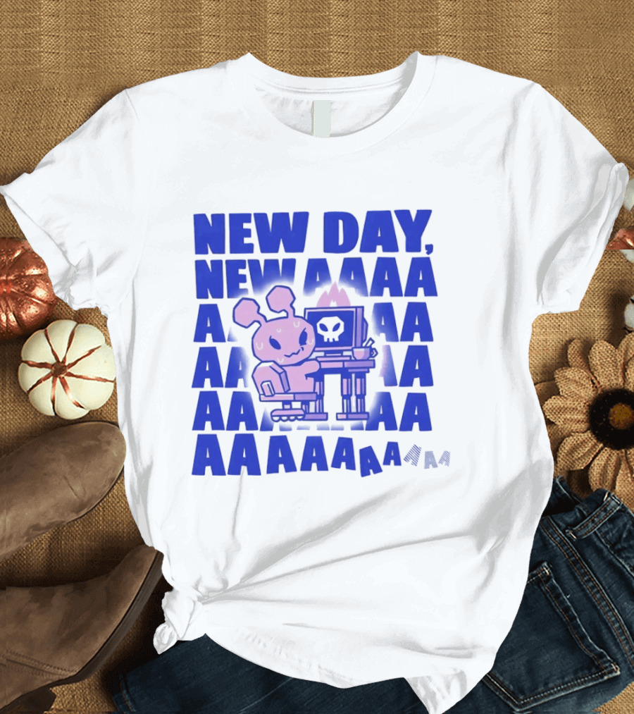 New Day New AAAAA Bunny Computer Screen T-Shirt