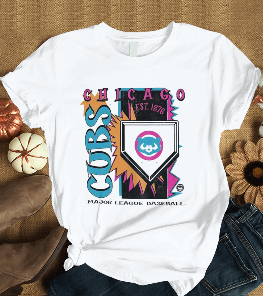 Chicago Cubs Major League Baseball Cooperstown Neon Field Est 1876 T-Shirt