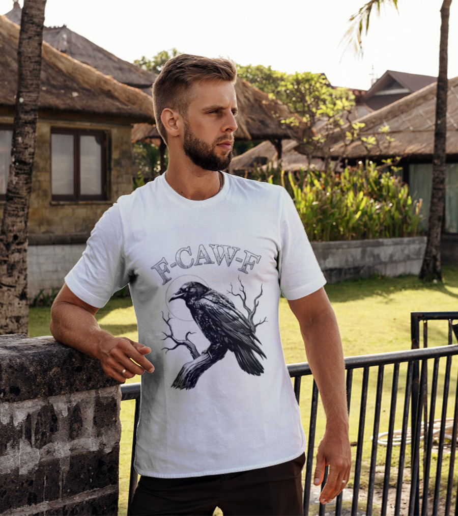 F Caw F Black Bird Moon Gothic Crow Humor T-Shirt
