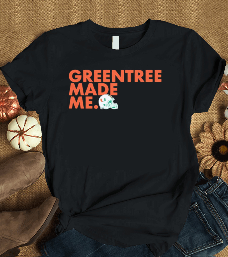 Miami Hurricanes Greentree Made Me Football Helmet T-Shirt