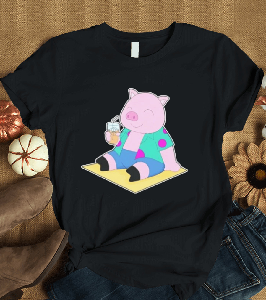 Pig Beach Beverage Summer Relaxation Fun T-Shirt