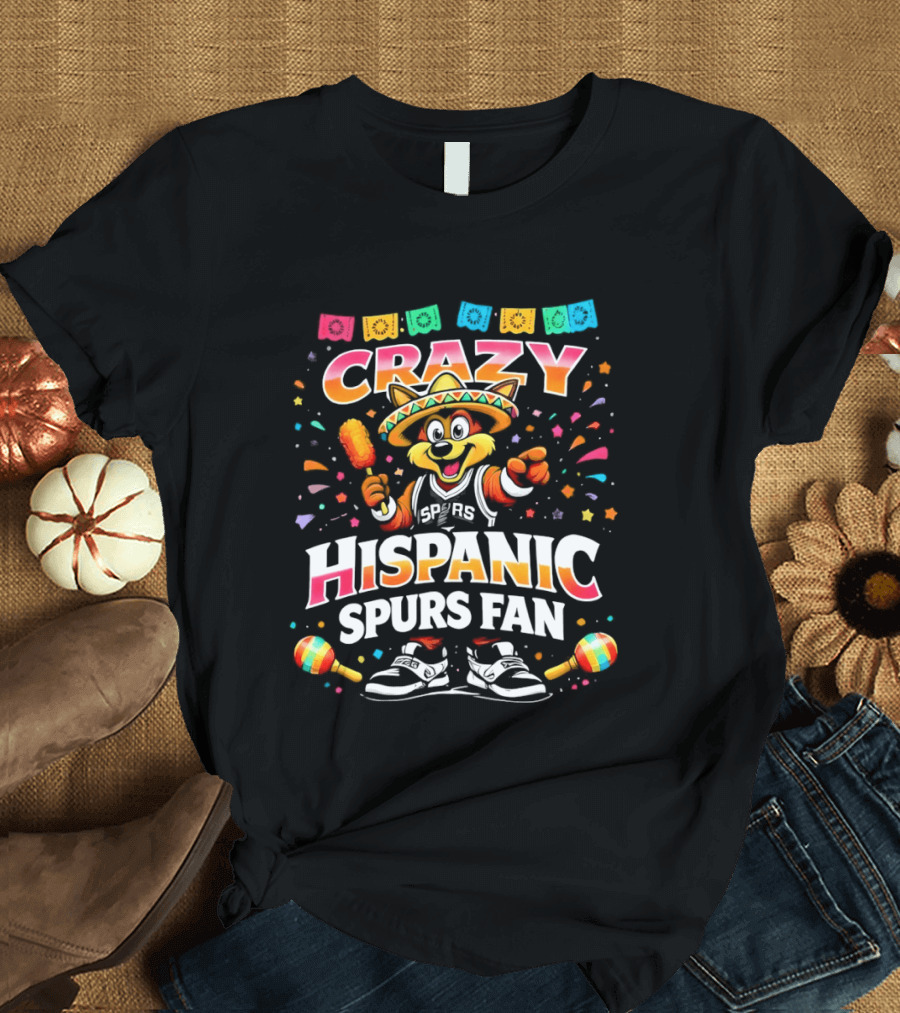 Crazy Hispanic Spurs Fan Fiesta Coyote 2026 Basketball Game Day Mexico Celebration T-Shirt
