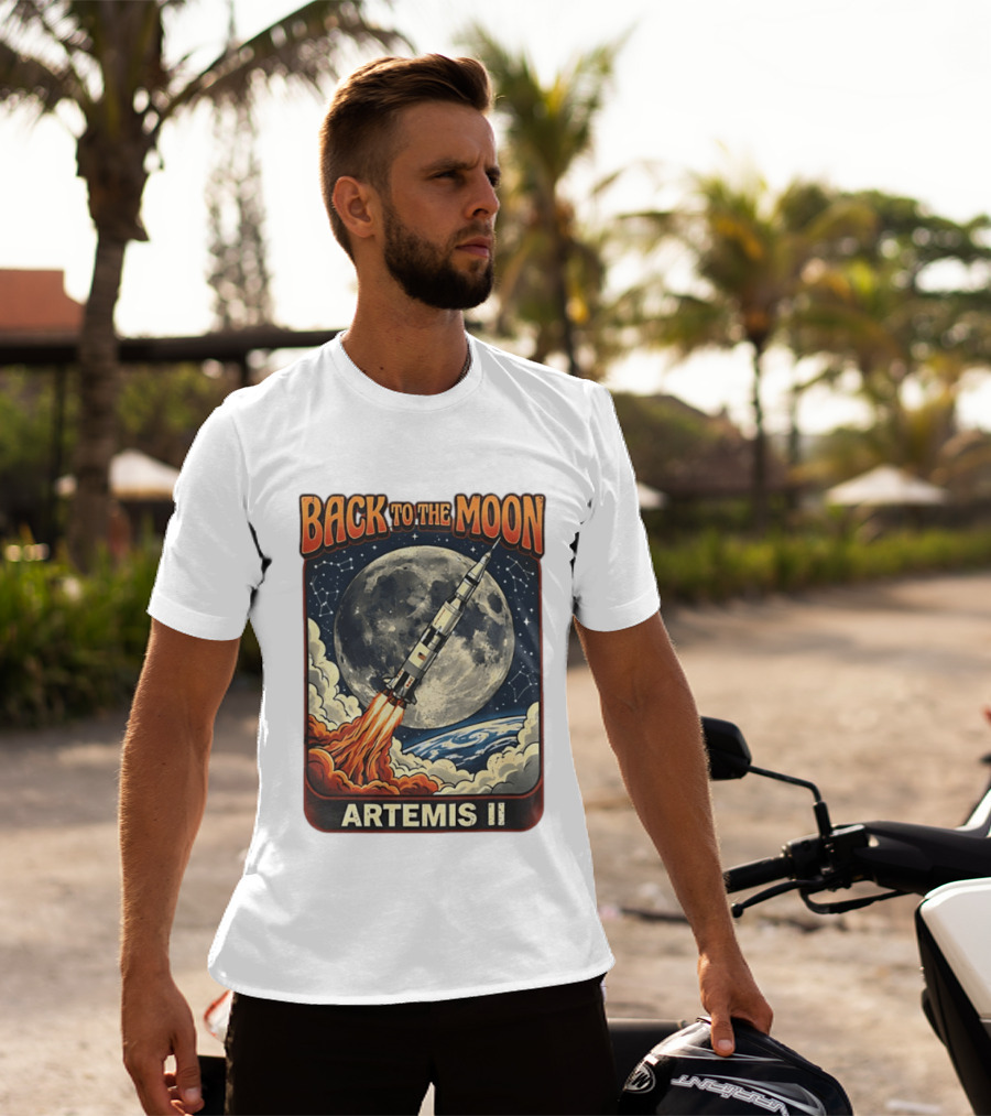 Back To The Moon Artemis II Rocket Launch Space Adventure T-Shirt