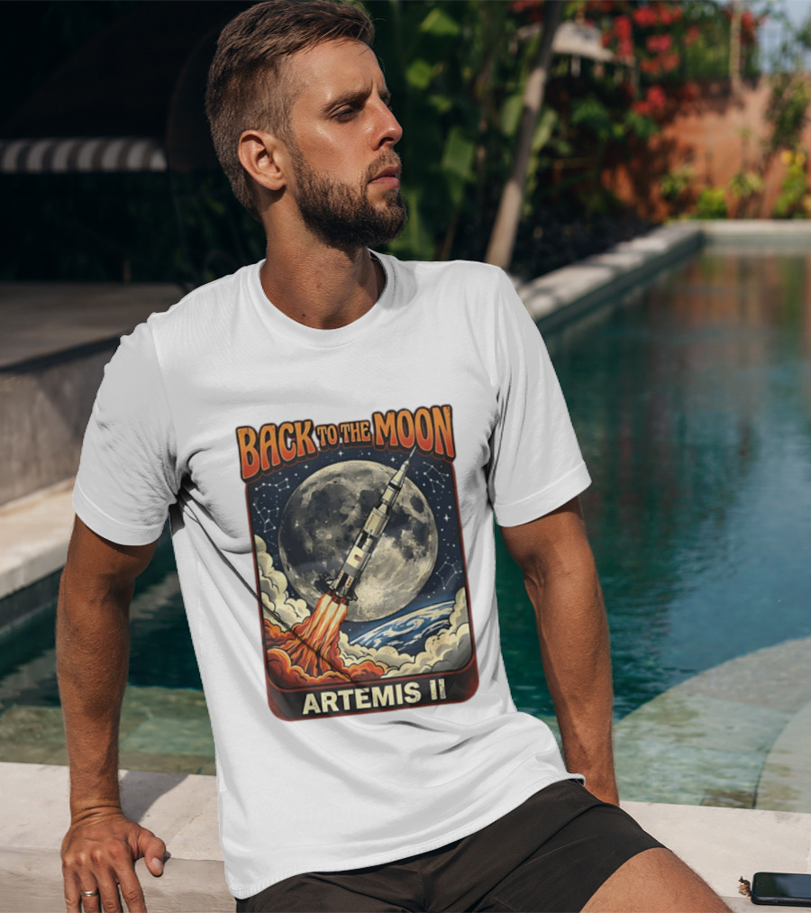Back To The Moon Artemis II Rocket Launch Space Adventure T-Shirt