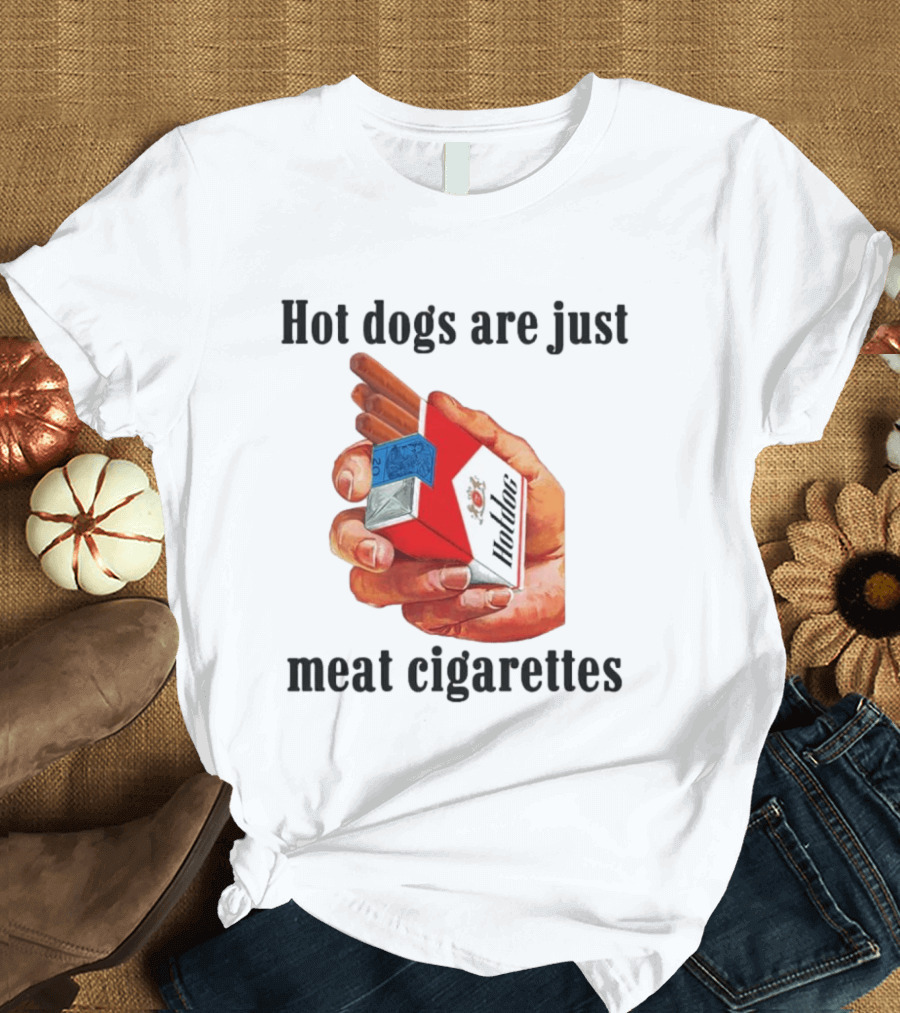 Hot Dogs Are Just Meat Cigarettes Parody Pack T-Shirt