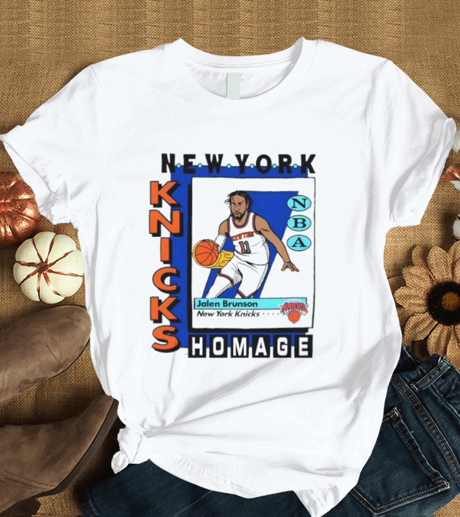 Jalen Brunson New York Knicks NBA Homage Topps Trading Card T-Shirt