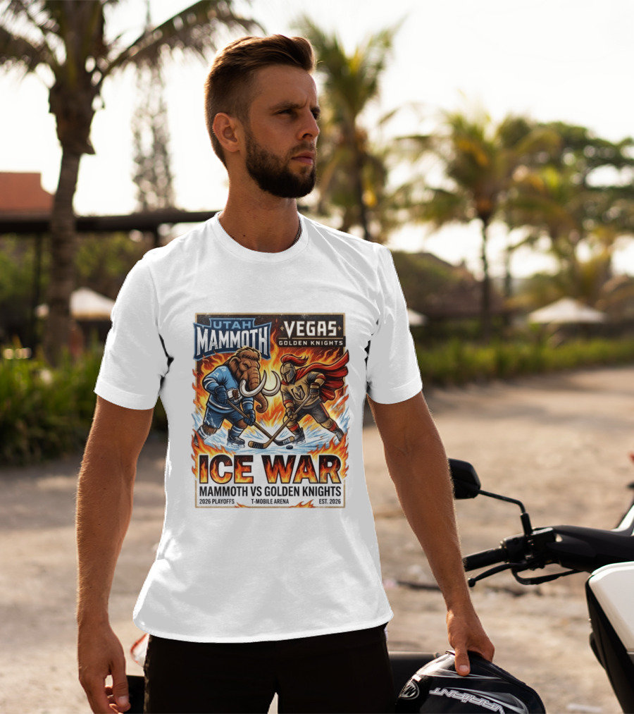 Utah Mammoth Vegas Golden Knights Ice War 2026 Playoffs Mobile Arena T-Shirt