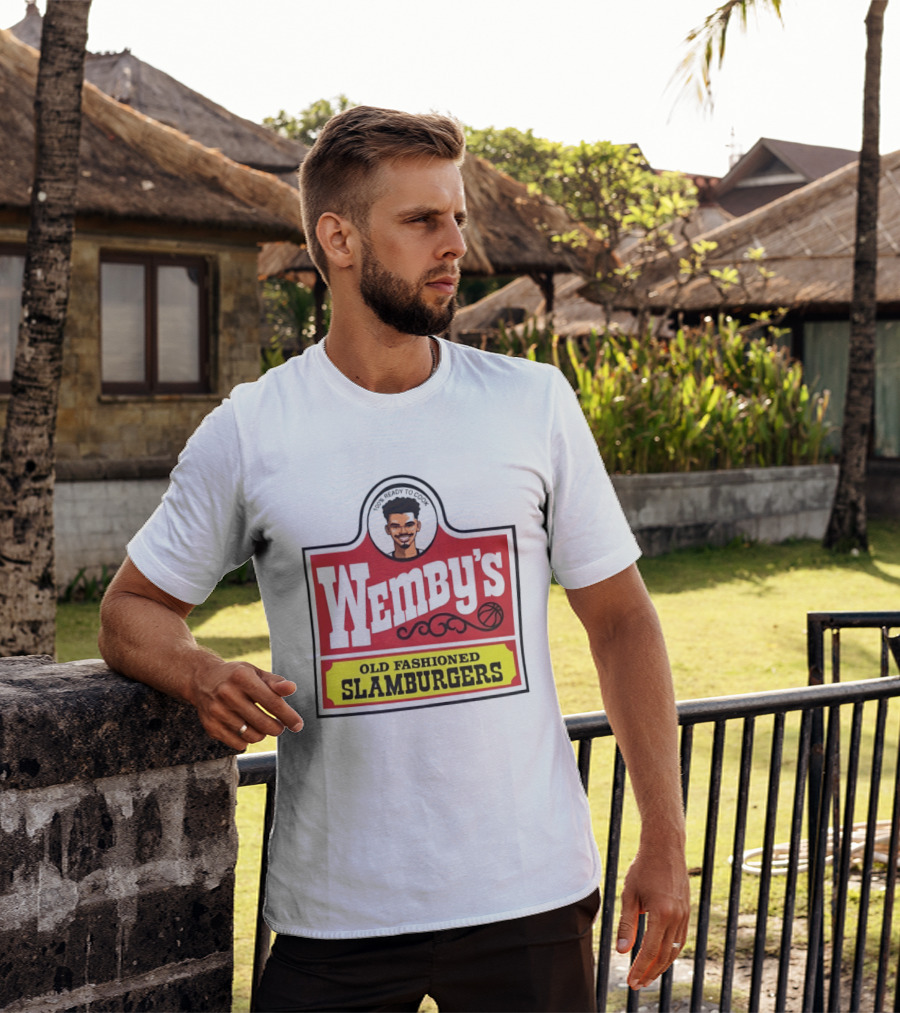 Wemby's Old Fashioned Slamburgers Spurs Basketball Cook T-Shirt