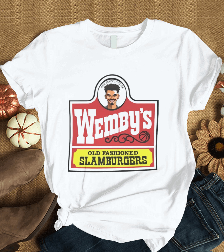 Wemby's Old Fashioned Slamburgers Spurs Basketball Cook T-Shirt