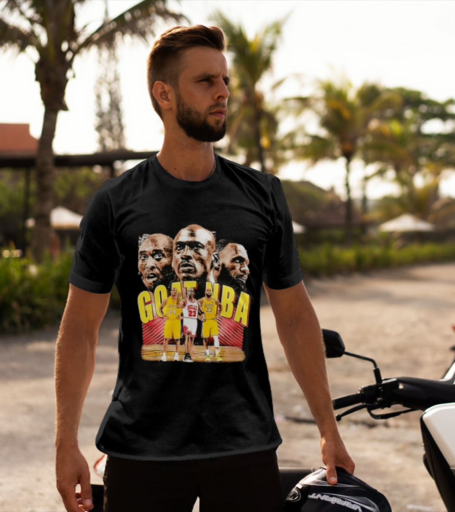GOAT NBA Kobe Bryant Michael Jordan LeBron James Lakers Bulls Collage T-Shirt