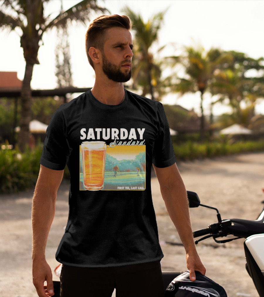 Saturday Standard First Last Call Golf And Beer Scene T-Shirt
