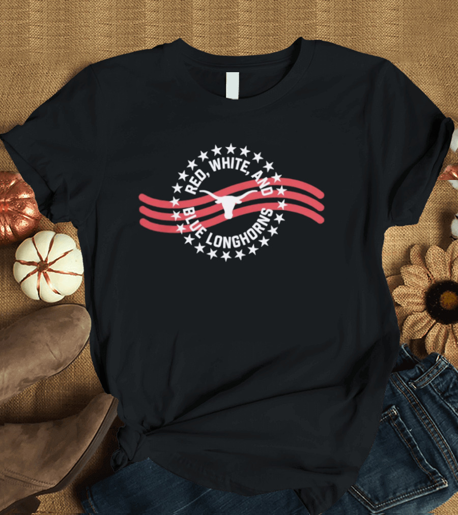 Texas Longhorns Red White And Blue Longhorns Stars And Stripes T-Shirt