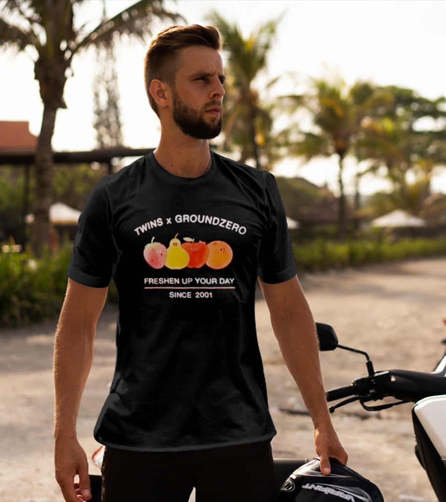 Twins X Groundzero Freshen Up Your Day Fruit Design Since 2001 T-Shirt