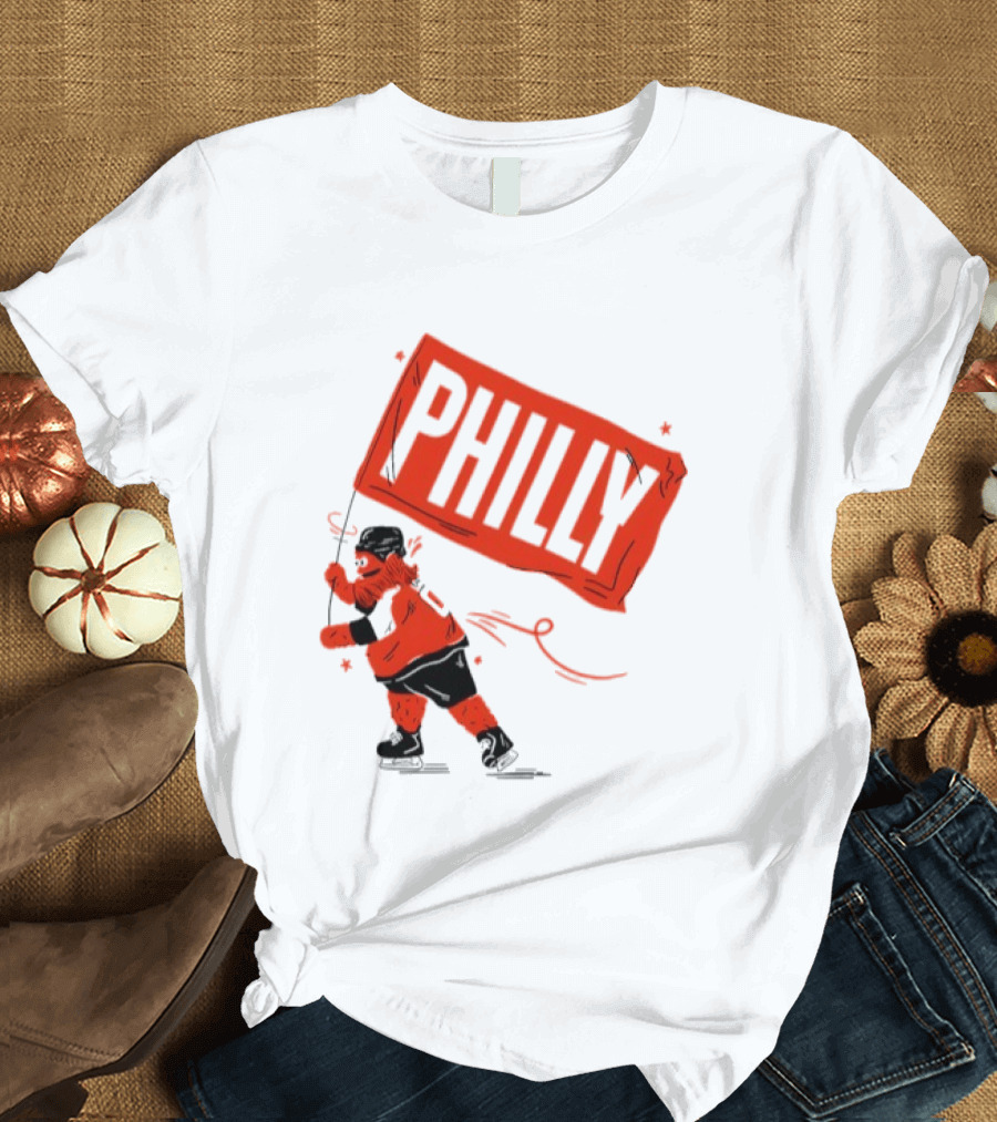 Gritty Philly Flag Philadelphia Flyers Hockey Rally Fan T-Shirt