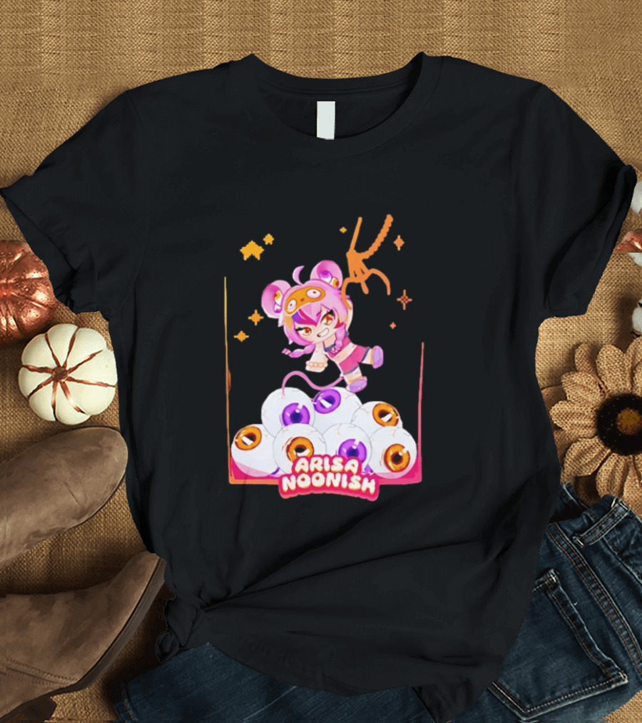 Playful Arisa Noonish With Seven Eyes Anime Character And Stars T-Shirt