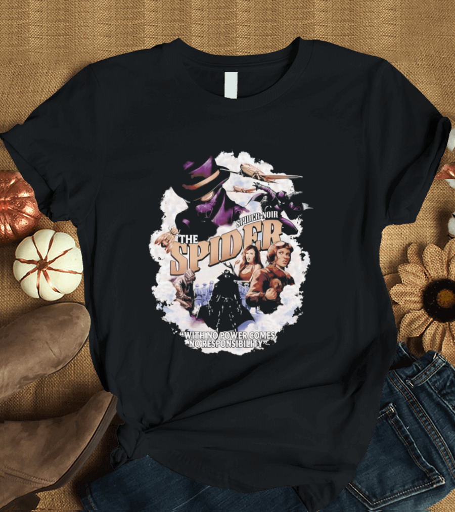 The Spider With No Power Comes No Responsibility Noir Classic Action T-Shirt