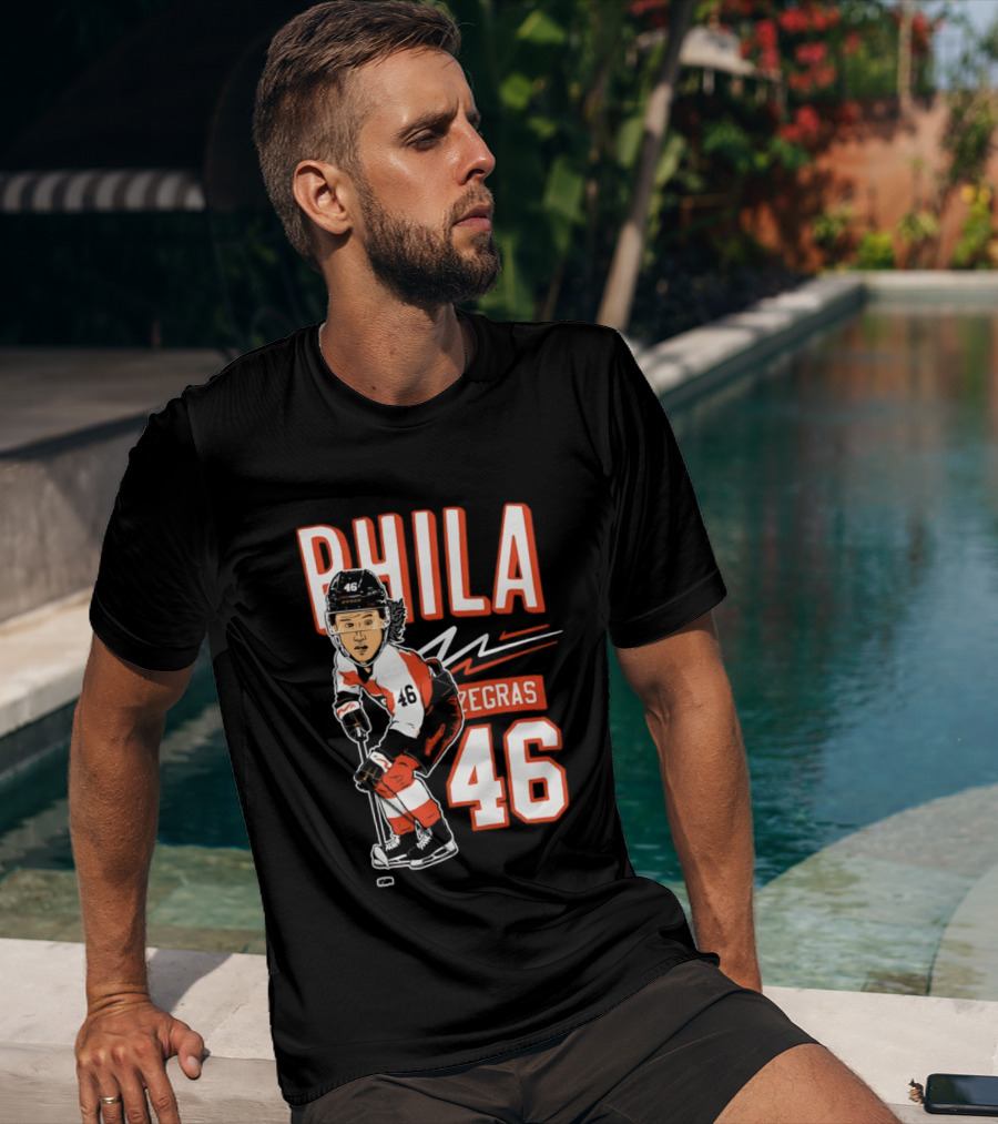 Phila Zegras 46 Caricature Philadelphia Flyers NHL Hockey 2026 T-Shirt